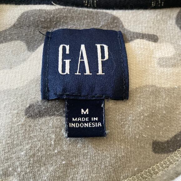 Gap Sweatshirt Womens Medium Camo Gray White Tie Front Pullover - Picture 6 of 10